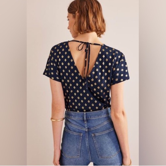 Boden Gold Leaf Print Top - Picture 2 of 16